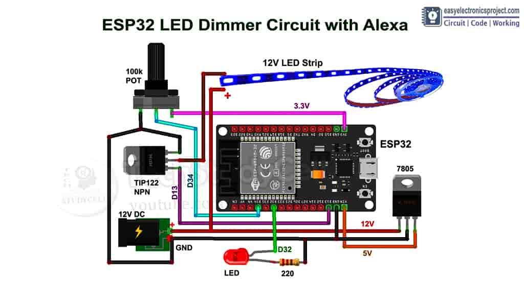 ESP32 PWM LED Dimmer circuit