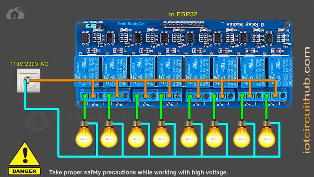 8-channel relay module connection