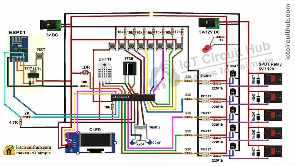 Circuit Diagram of Arduino ESP8266 project