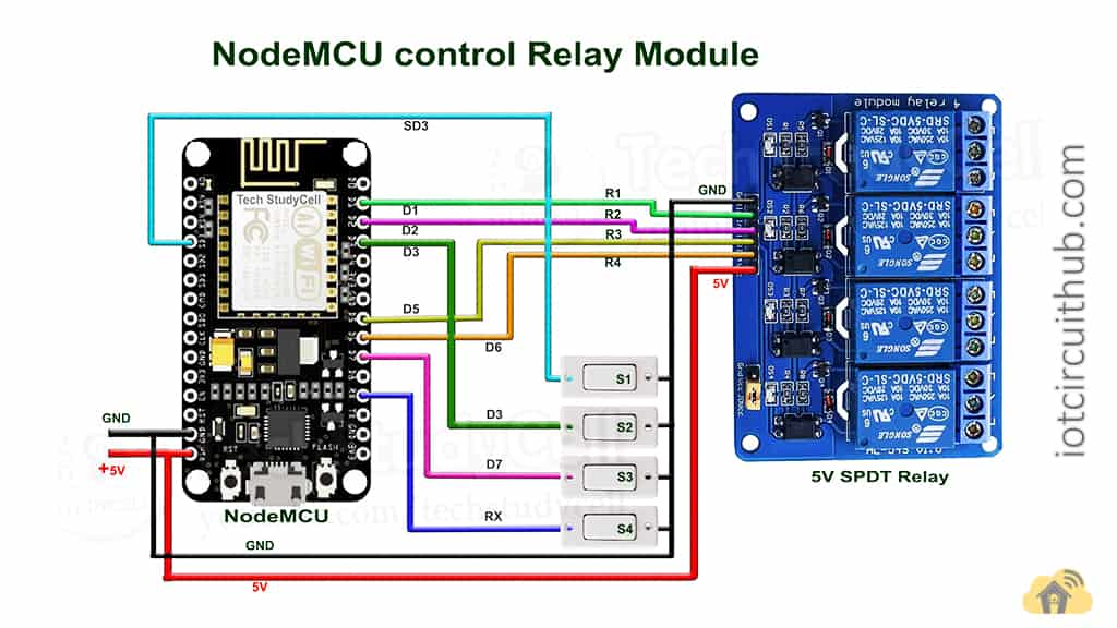 Circuit of the NodeMCU Home Automation