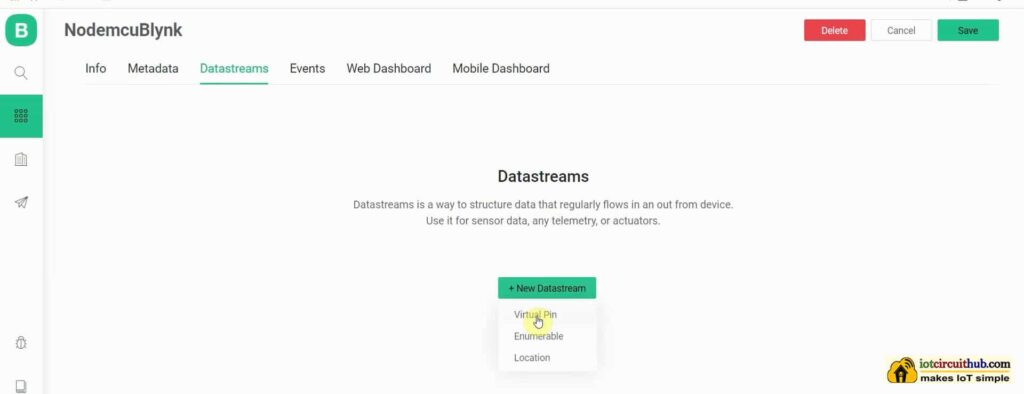 Create Datastreams in the template