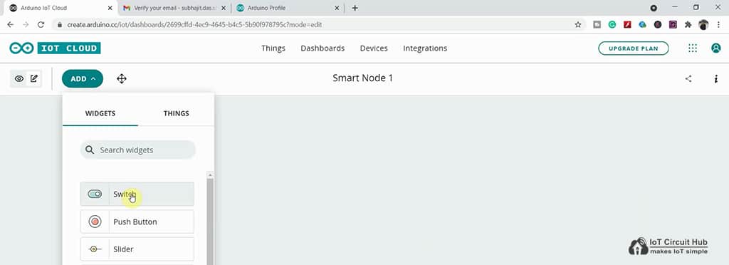 Arduino IoT Cloud Dashboard set up