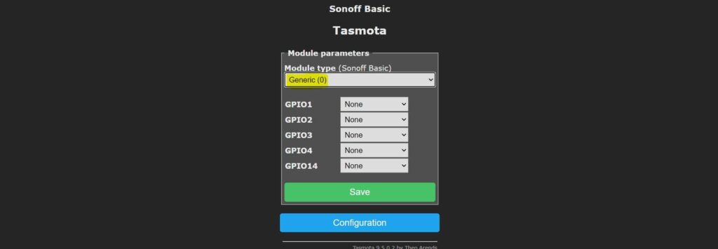 select module in Tasmota