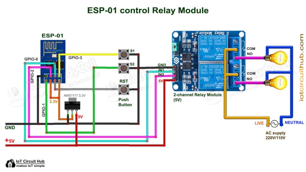 Circuit of the ESP01 ESP8266 Projects