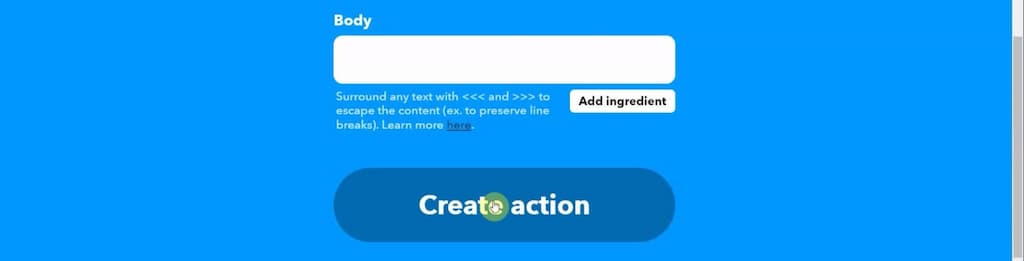 IFTTT Webhooks action step 5