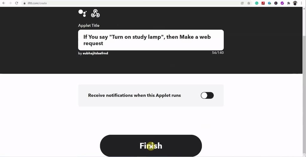 IFTTT Blynk Applet