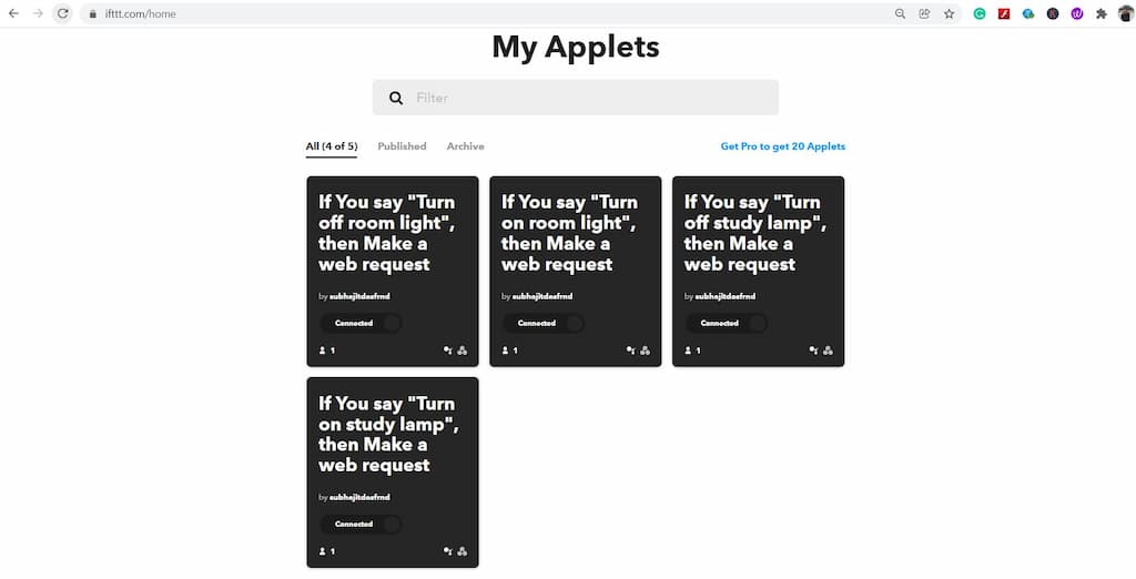 Applets in IFTTT