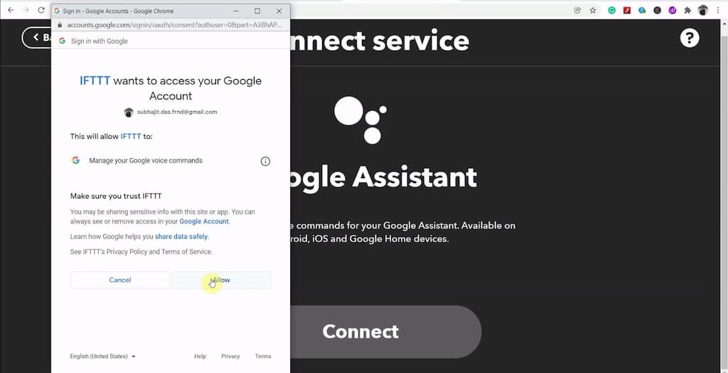 IFTTT Google Assistant trigger step 4