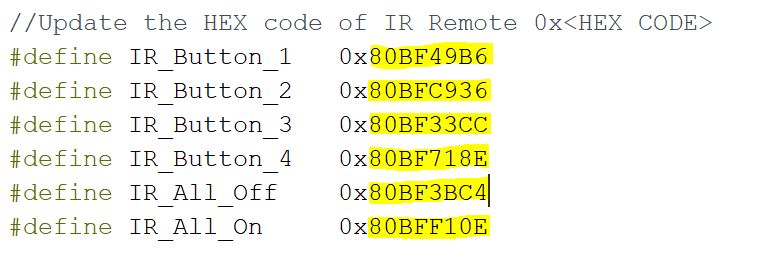 Arduino IR codes