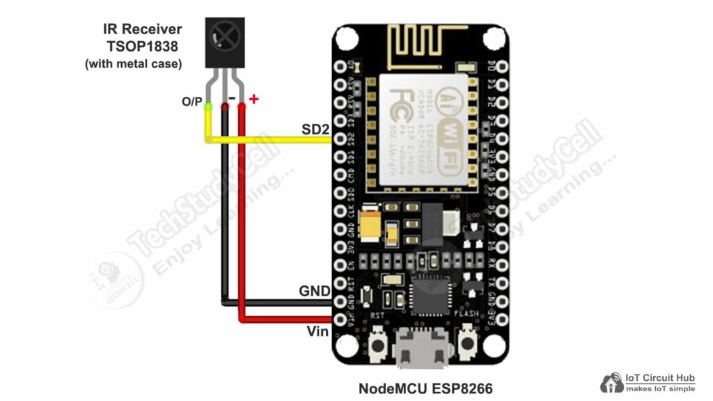 NodeMCU with IR receiver circuit