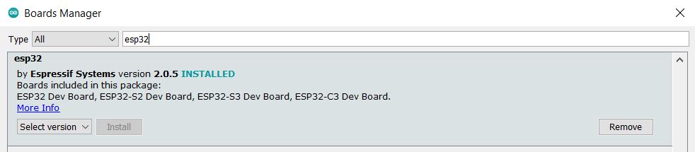 ESP32 board version 2.0.5