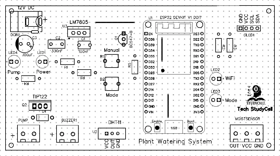TOP PCB Layout for Plant Monitoring System