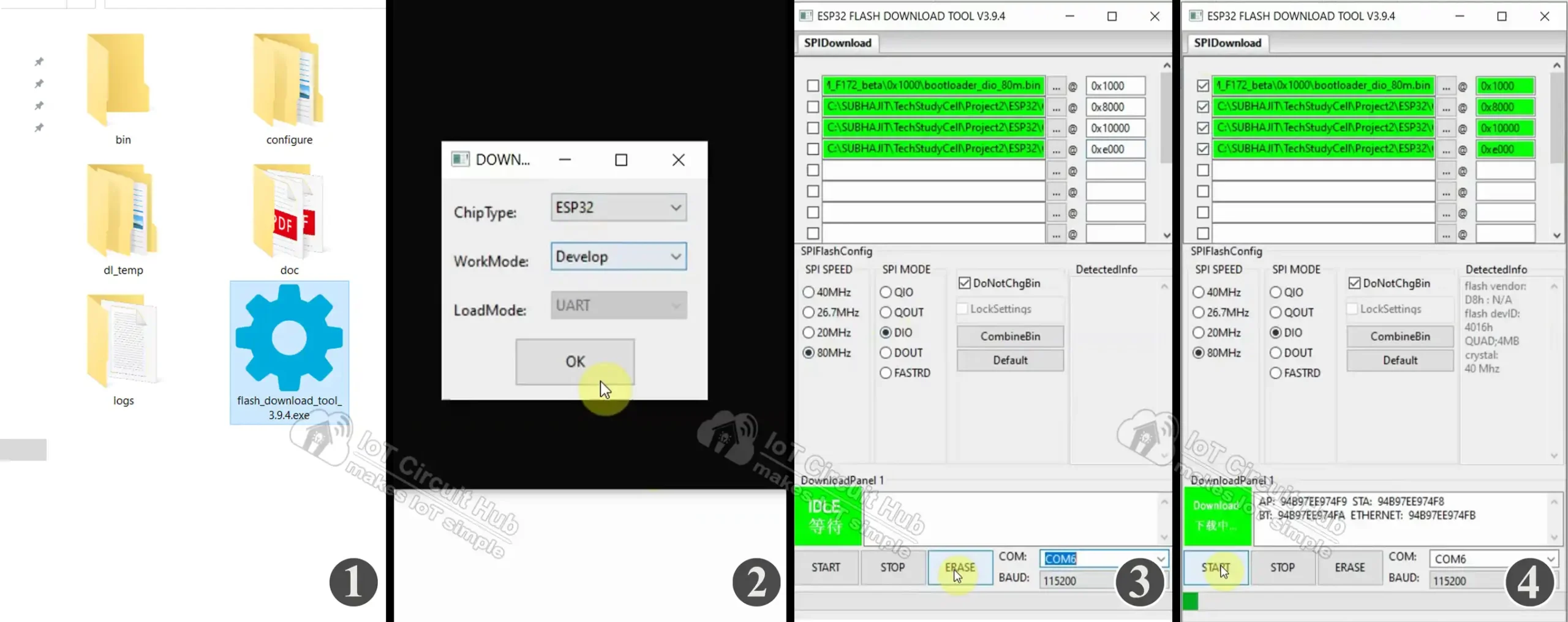 Upload the Cadio Firmware using ESP Flash Download Tool