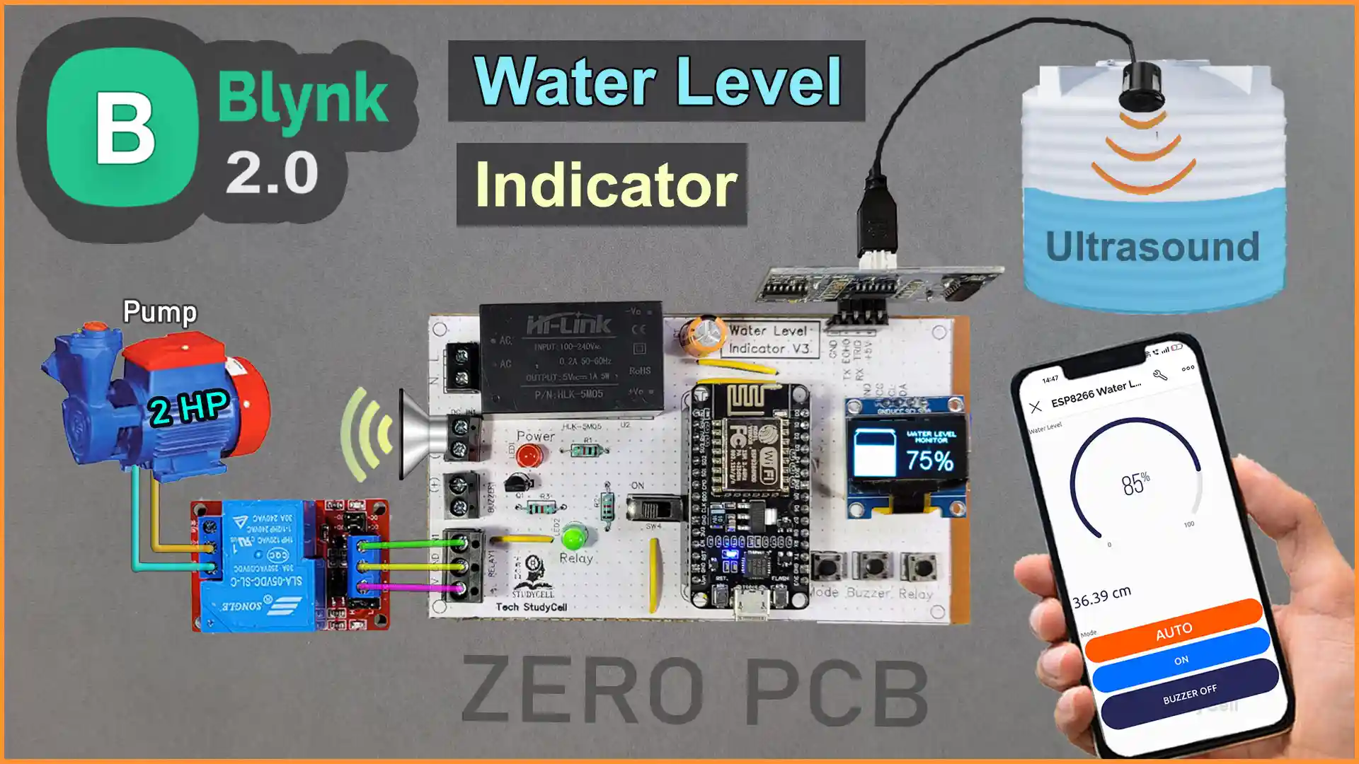 Water Level Monitoring system using ESP8266 Blynk