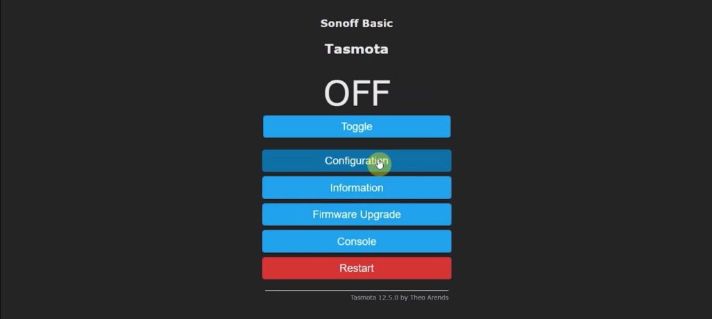 Select the Module Type in Tasmota
