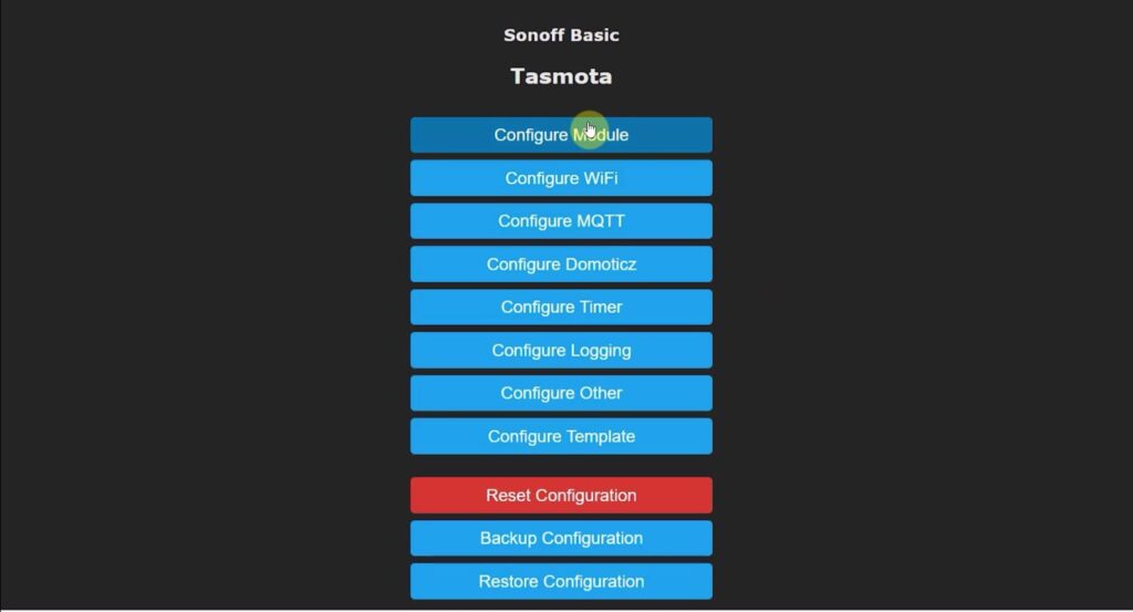 Configure GPIO in Tasmota