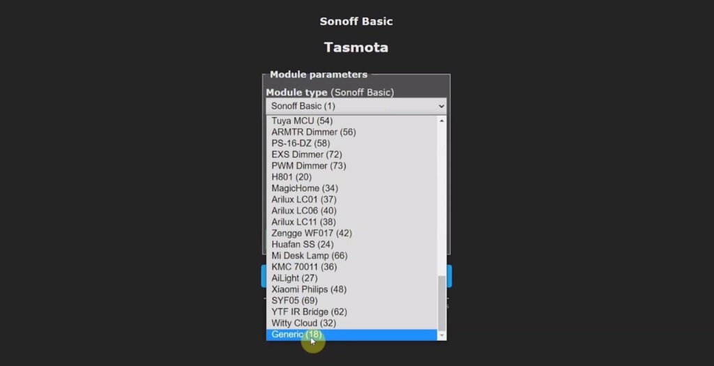 Configure GPIO in Tasmota