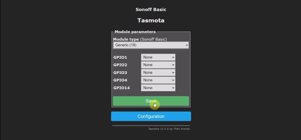 Configure GPIO in Tasmota