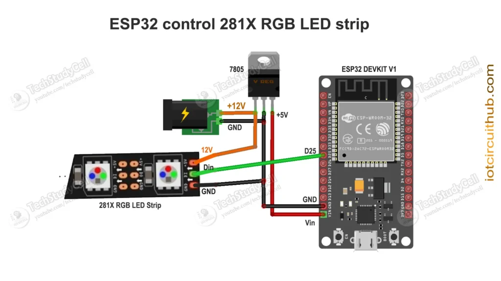 Circuit for the ESP32 WLED project.