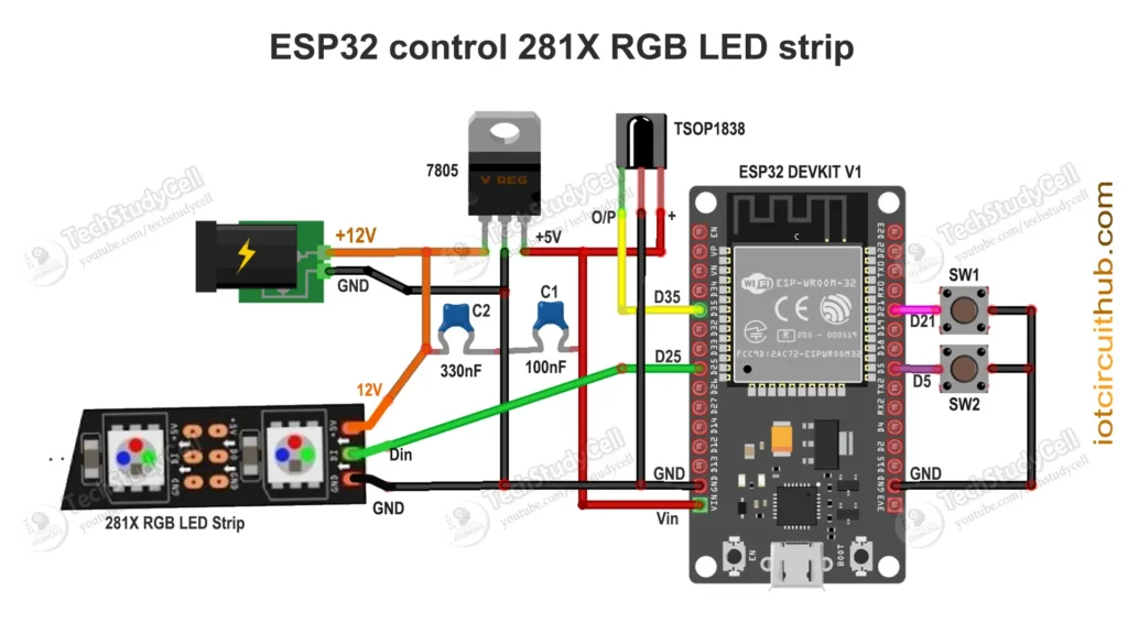 Circuit for the ESP32 WLED DIY project