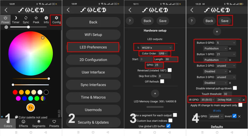 Configure the ESP32 from WLED app