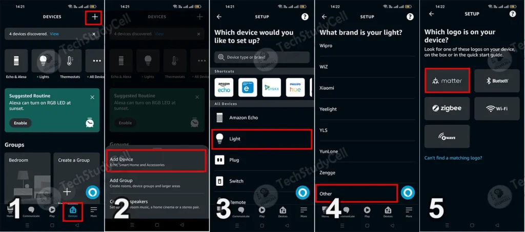 Steps to add matter device in Alexa app