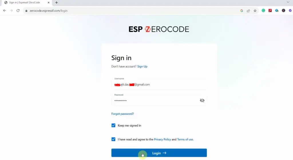 ESP ZeroCode setup step-2