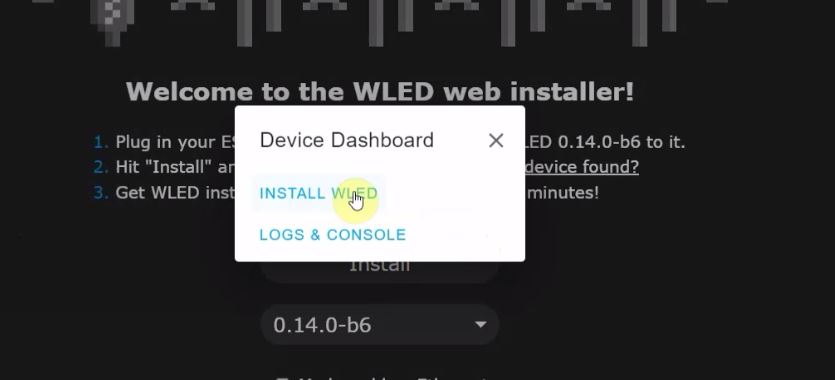 Upload WLED firmware to ESP32 step 3