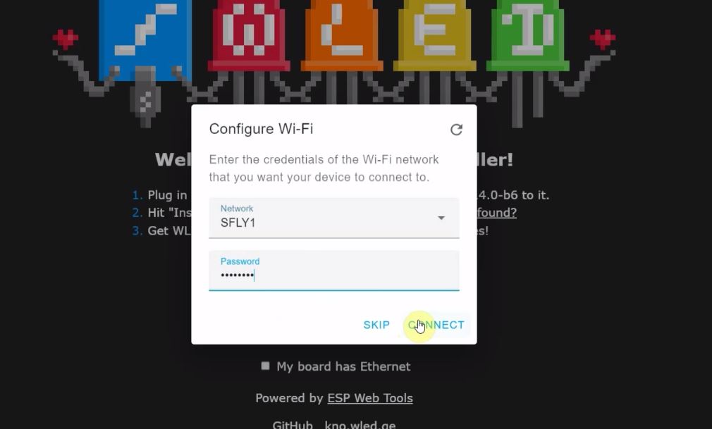 Enter the WiFi Details for ESP32