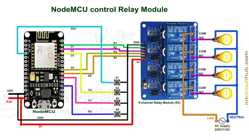 Circuit of the Arduino Cloud NodeMCU project