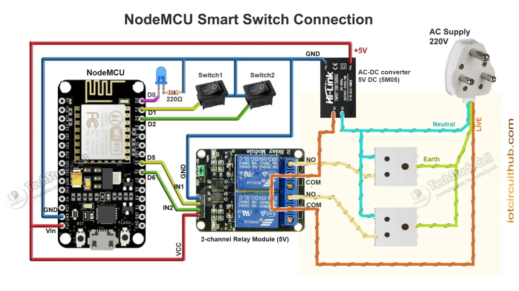 Blynk IoT ESP8266 Smart Plug circuit p1 ESP8266 NodeMCU Smart Plug circuit