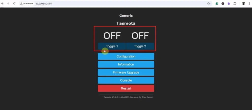 Tasmota ESP8266 Setup Guide p16 Tasmota Web Dashboard