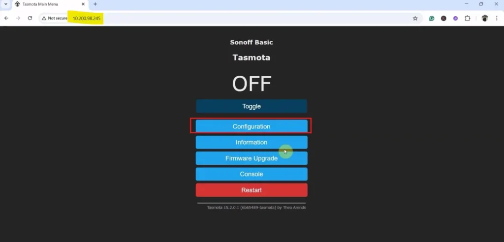 Tasmota ESP8266 Setup Guide p7 Step 8: Access Tasmota Web Interface