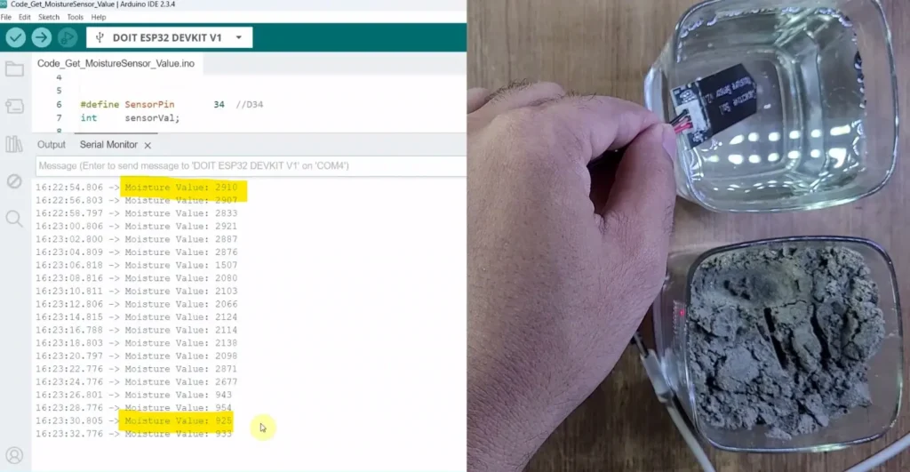 Get Sensor reading for the DRY & WET soil