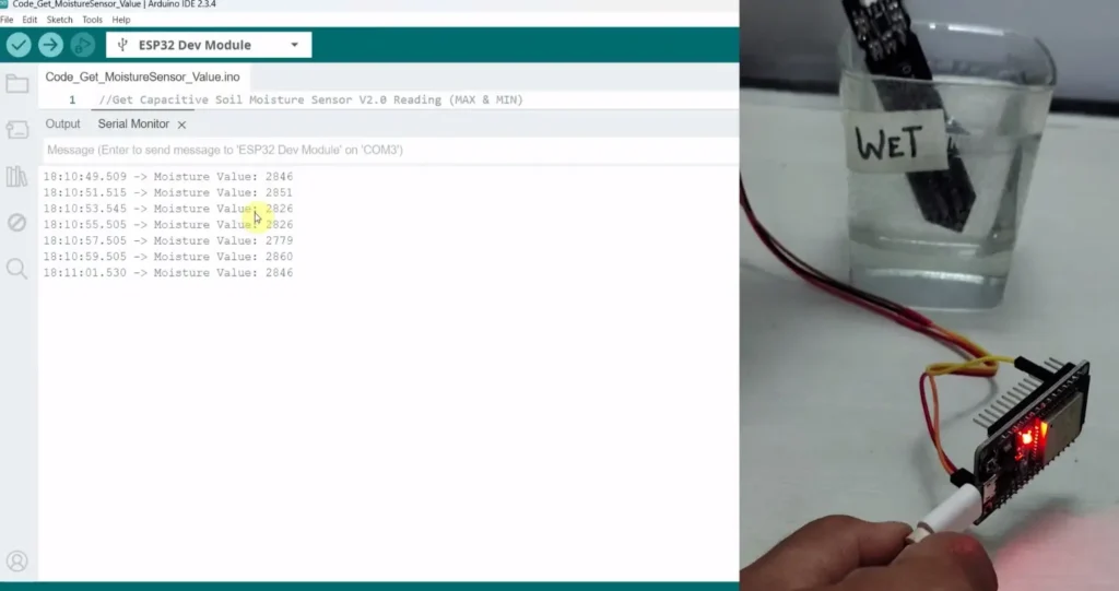 Get Sensor reading for the DRY & WET soil