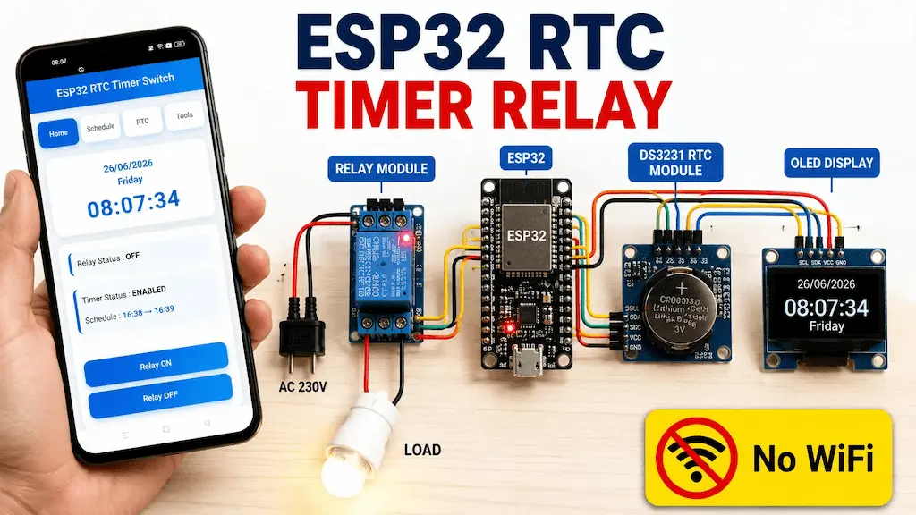 ESP32 RTC Timer Relay | DS3231 Weekly Timer