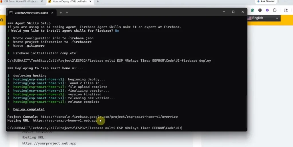 esp32 firebase iot project p6 Deploy Web Dashboard on Firebase Hosting
