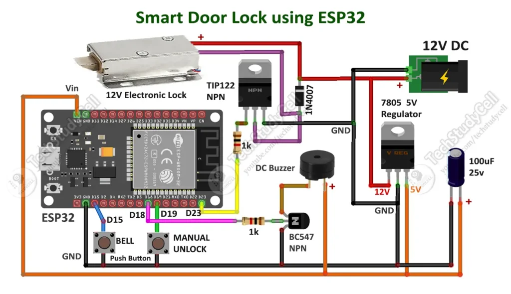 Circuit ESP32 Smart Lock V1 Circuit Diagram of ESP32 Smart Lock