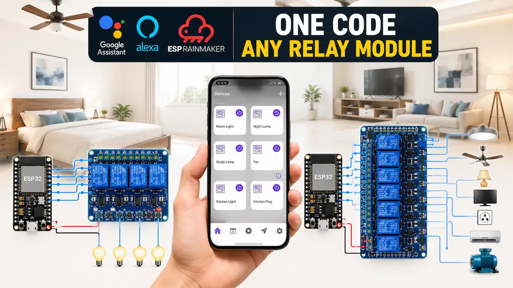 esp32 esp rainmaker universal relay p15 Home Automation Using ESP32 | Universal ESP RainMaker Relay Code