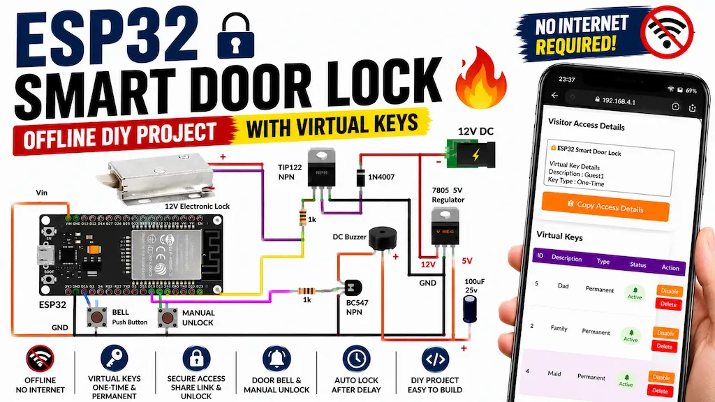 esp32 smart door lock offline virtual keys