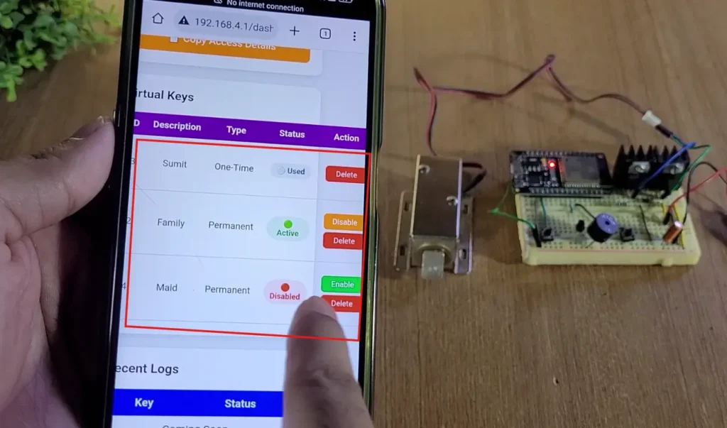 esp32 smart door lock offline virtual keys p10 Manage Access of offline virtual keys